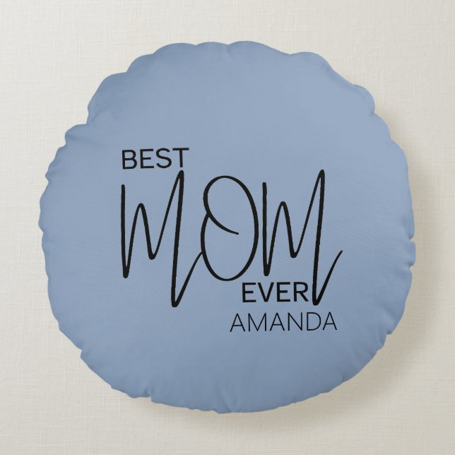 Handgeschreven script minimalistisch beste moeder  rond kussen (Voorkant)