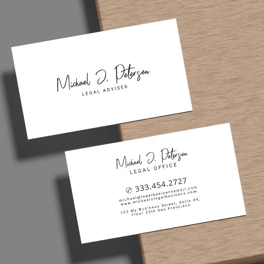 Handgeschreven script minimalistisch elegant profe visitekaartje
