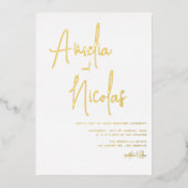 Handgeschreven script minimalistische bruiloft folie uitnodiging (Voorkant)