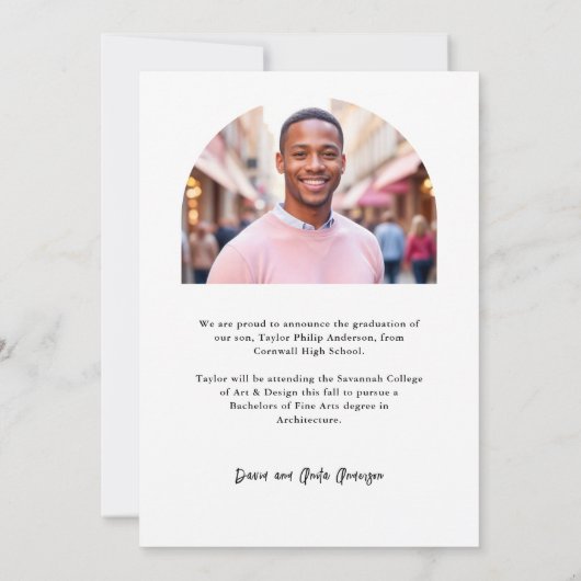 Handgeschreven Script Modern Arch 2-Photo Afstuder Aankondiging (Achterkant)