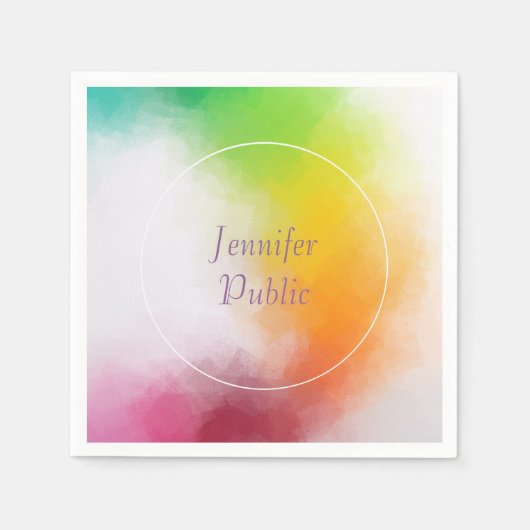 Handgeschreven Script Modern Bright Colors Sjabloo Servet (Voorkant)