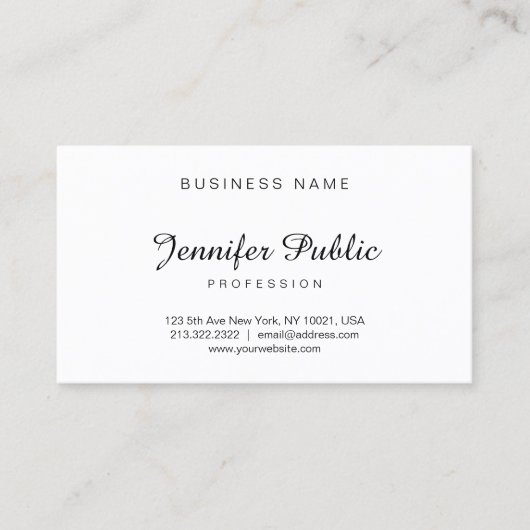 Handgeschreven script Modern Elegant Minimalist Pl Visitekaartje (Voorkant)