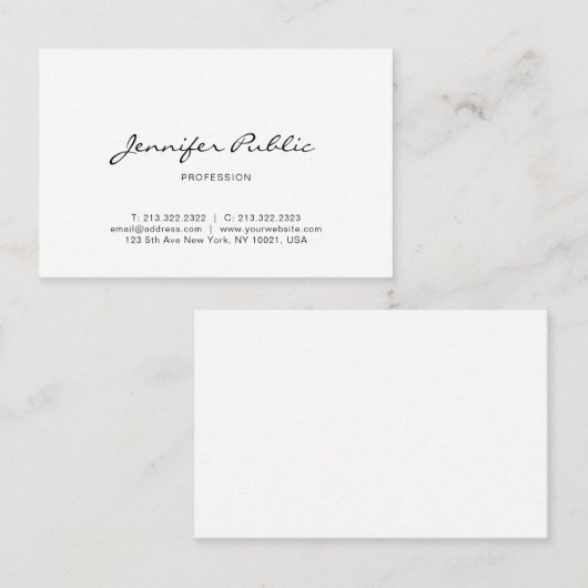 Handgeschreven script Modern Elegant Minimalist Pl Visitekaartje (Voorkant / Achterkant)