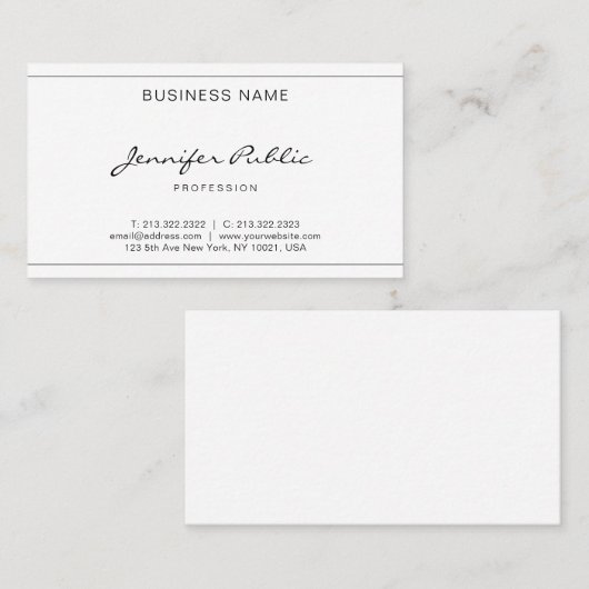 Handgeschreven script modern elegant stijlvol desi visitekaartje (Voorkant / Achterkant)