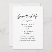 Handgeschreven Script Modern Elegant Zwart & Wit Save The Date (Voorkant)