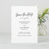 Handgeschreven Script Modern Elegant Zwart & Wit Save The Date (Staand voorkant)