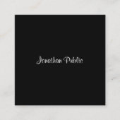 Handgeschreven script modern elegant zwart-wit vierkante visitekaartje (Voorkant)
