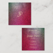 Handgeschreven Script Modern Elite Glitter Sjabloo Vierkante Visitekaartje (Voorkant / Achterkant)