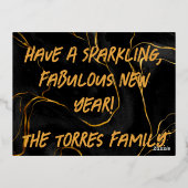 Handgeschreven script modern Gold 2 Nieuw jaar Folie Feestdagen Briefkaart (Achterkant)