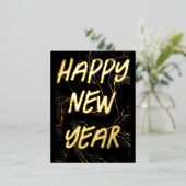 Handgeschreven script modern Gold 2 Nieuw jaar Folie Feestdagen Briefkaart (Staand Voorkant)