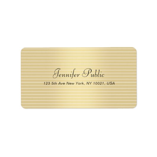 Handgeschreven script Modern legant Faux Gold Tren Etiket (Voorkant)
