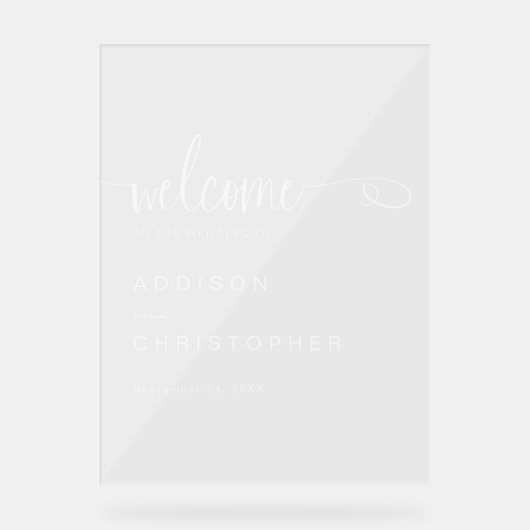 Handgeschreven script Modern Minimal Wedding Welko Acryl Bord (Voorkant)