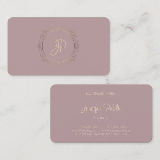 Handgeschreven Script Modern Monogram Sjabloon Visitekaartje (Voorkant / Achterkant)