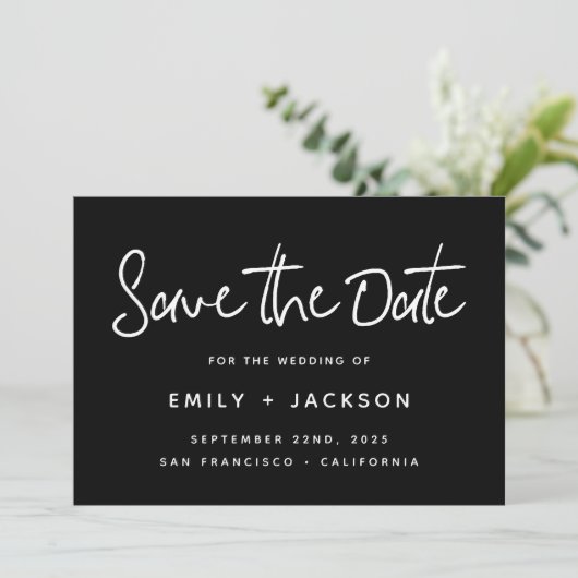Handgeschreven Script Modern Simple Save the Date (Staand voorkant)