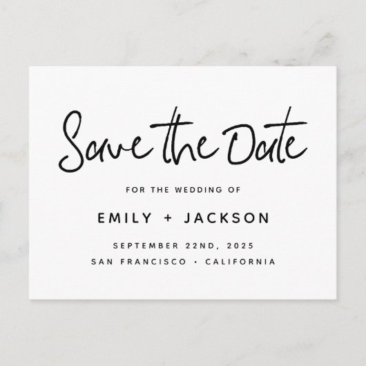 Handgeschreven Script Modern Simple Save the Date Aankondigingskaart (Voorkant)