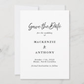 Handgeschreven Script Modern Zwart & Wit Save The Date (Voorkant)