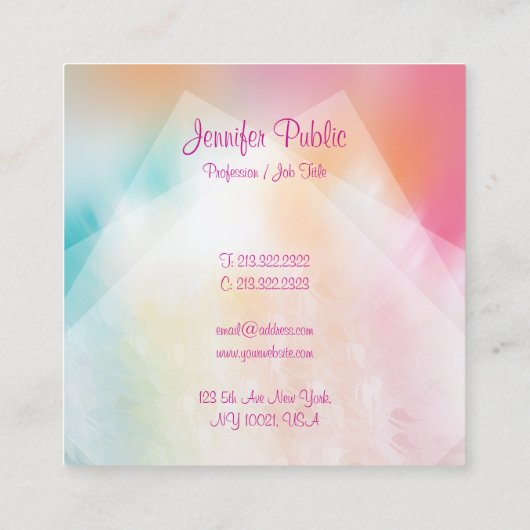 Handgeschreven script moderne, kleurrijke Abstract Vierkante Visitekaartje (Achterkant)