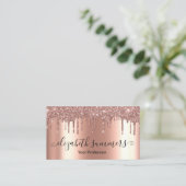 Handgeschreven Script Moderne Roze Gouden Glitters Visitekaartje (Staand voorkant)