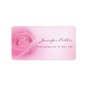 Handgeschreven script moderne roze roos sjabloon etiket
