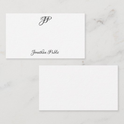 Handgeschreven Script Monogram Eenvoudig aangepast Notitiekaartje (Voorkant / Achterkant)