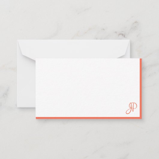 Handgeschreven Script Monogram legant eenvoudig Notitiekaartje (Achterkant)