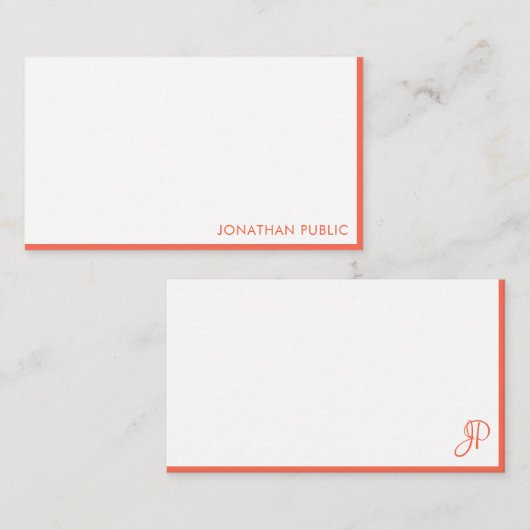 Handgeschreven Script Monogram legant eenvoudig Notitiekaartje (Voorkant / Achterkant)