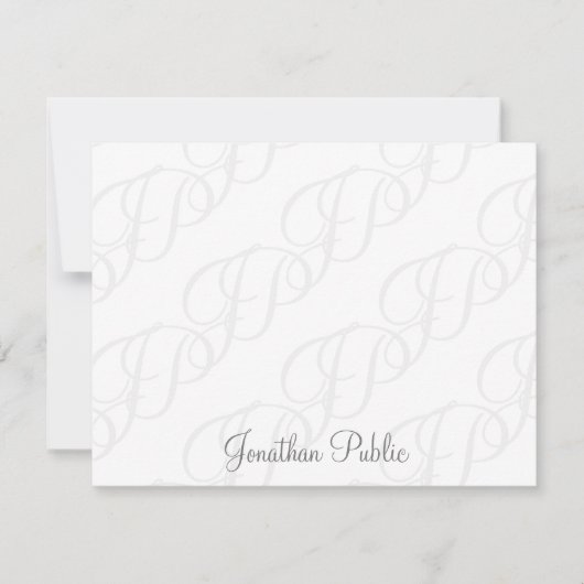 Handgeschreven Script Monogram Minimalistisch Eenv Notitiekaartje (Voorkant)