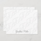 Handgeschreven Script Monogram Minimalistisch Eenv Notitiekaartje (Voorkant / Achterkant)