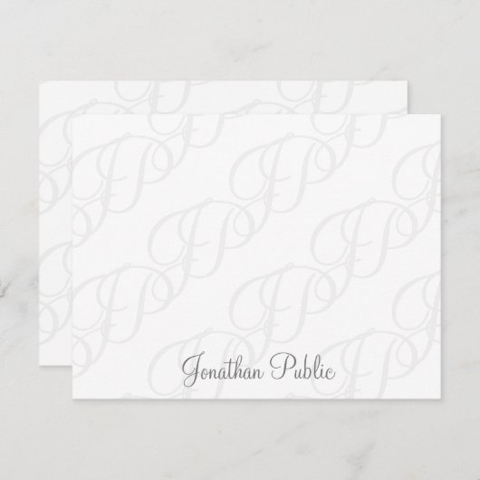 Handgeschreven Script Monogram Minimalistisch Eenv Notitiekaartje (Voorkant / Achterkant)