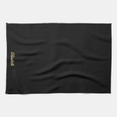 Handgeschreven script naam elegant zwart en goud theedoek (Horizontaal)