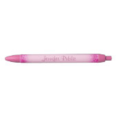 Handgeschreven Script Naam Girly Pink Glitter Tren Zwarte Inkt Pen (Voorkant)