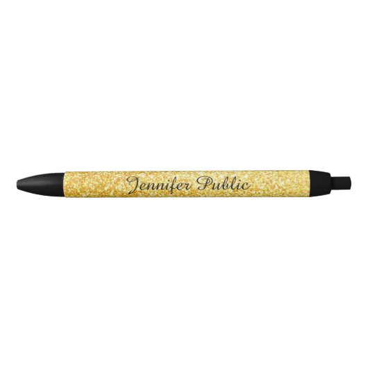 Handgeschreven script naam goud glittersjabloon zwarte inkt pen (Voorkant)
