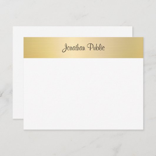 Handgeschreven Script Naam Goud Wit Sjabloon (Voorkant / Achterkant)