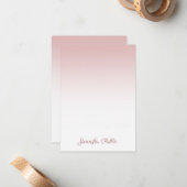 Handgeschreven Script Naam Modern Roos Gold Sjablo Notitiekaartje (Voorkant / Achterkant in situ)