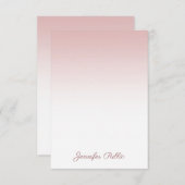 Handgeschreven Script Naam Modern Roos Gold Sjablo Notitiekaartje (Voorkant / Achterkant)