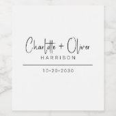 Handgeschreven script naam paar bruiloft wijn etiket (Enkel label)