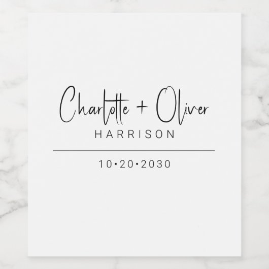 Handgeschreven script naam paar bruiloft wijn etiket (Enkel label)