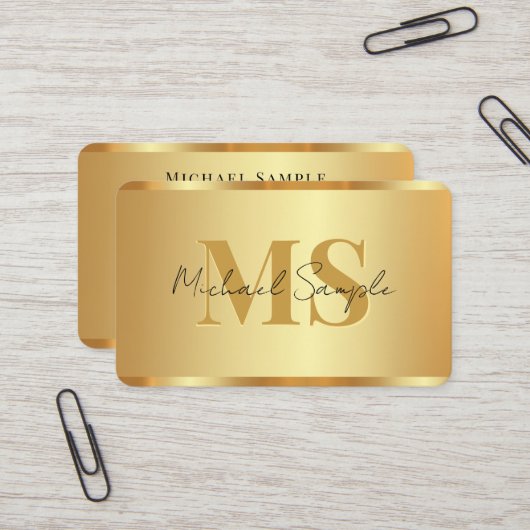 Handgeschreven Script Naam QR Code Luxe Goud Visitekaartje (Voorkant / Achterkant in situ)