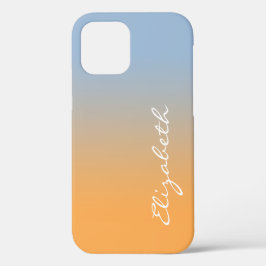 Handgeschreven Script Name Light Blue Oranje Gradi Case-Mate iPhone Case