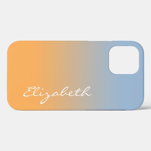 Handgeschreven Script Name Light Blue Oranje Gradi Case-Mate iPhone Case (Achterkant (horizontaal))