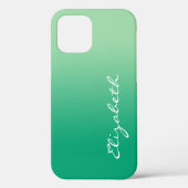 Handgeschreven Script Name Light Dark Green Gradie Case-Mate iPhone Case (Achterkant)