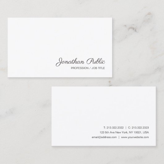 Handgeschreven Script Name Modern Simple Sjabloon Visitekaartje (Voorkant / Achterkant)