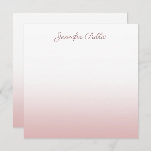 Handgeschreven Script Name Roos Gold Elegant Sjabl Notitiekaartje (Voorkant / Achterkant)