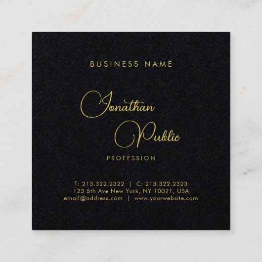Handgeschreven Script Name Sjabloon Premium Black Vierkante Visitekaartje (Achterkant)