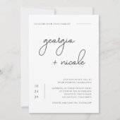 Handgeschreven Script Namen Zwart-wit Bruiloft Kaart (Voorkant)