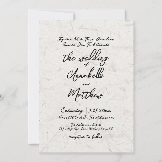 Handgeschreven script Natural Earth Boho Wedding Kaart (Voorkant)