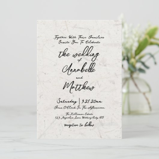 Handgeschreven script Natural Earth Boho Wedding Kaart (Staand voorkant)