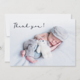 Handgeschreven Script Newborn Baby Foto Dank u Bedankkaart