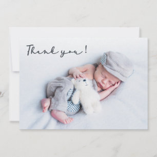 Handgeschreven Script Newborn Baby Foto Dank u Bedankkaart