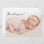 Handgeschreven Script Newborn Baby Foto Dank u Bedankkaart (Voorkant / Achterkant)